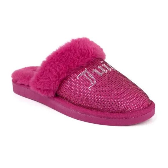 Juicy Couture 6 Kisses Magenta Slide Slipper Sandals Faux Fur Women's Sizes New - Picture 12 of 13
